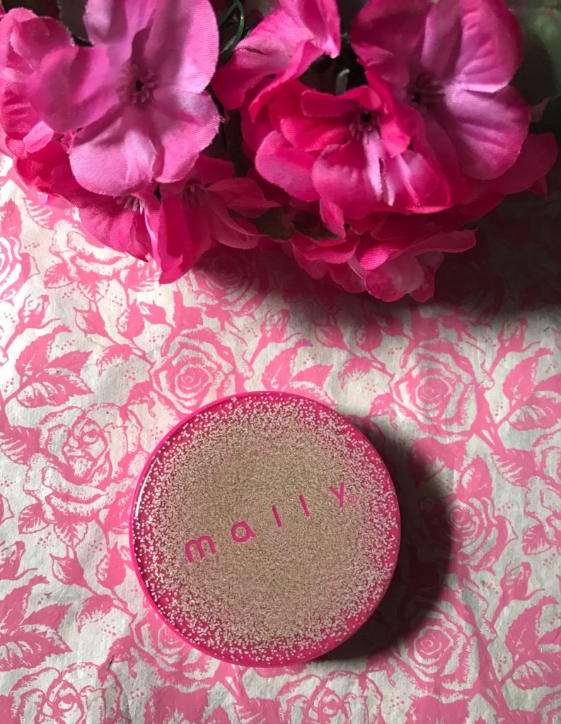 gold glitter topped hot pink compact: Mally Highlighting Blush, neversaydiebeauty.com