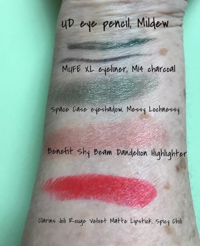 swatches for St. Patrick's Day makeup, neversaydiebeauty.com