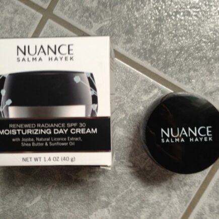 Salma Hayek Nuance Moisturing Day Cream, an affordable moisturizer at the drugstore neversaydiebeauty.com