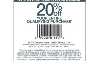 Ulta 20% off Coupon January 2014