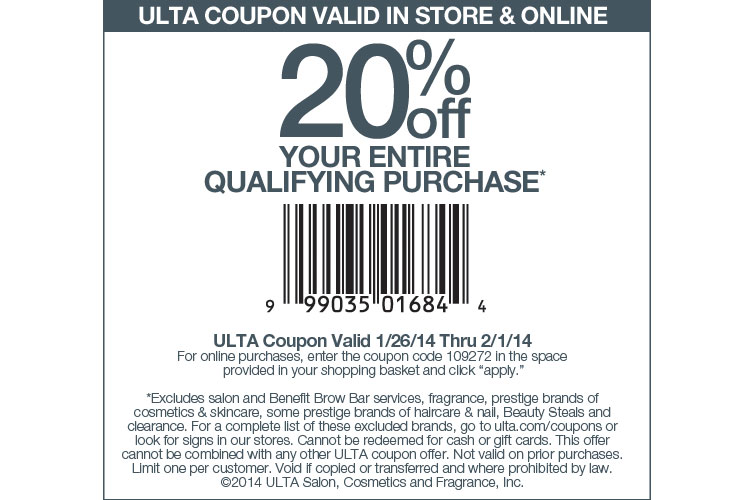 More Good News from Ulta 20 off Coupon till February 1, 2014 Never