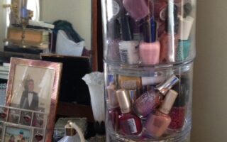 3 tier apothecary jar to store nail polish and eyeshadow singles neversaydiebeauty.com @redAllison