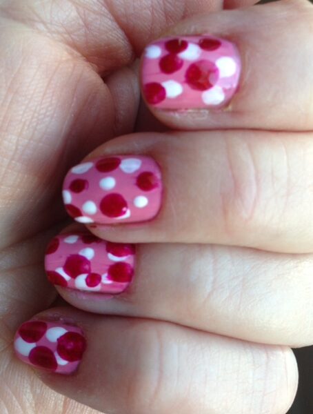 polka dot manicure for Valentine's Day