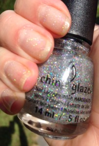 China Glaze Nail Lacquer, Fairy Dust on bare nails