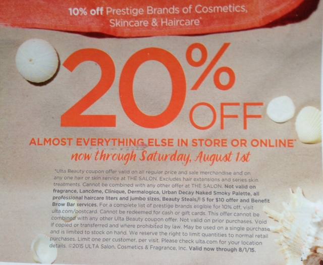 Ulta Beauty discount coupon July 2015