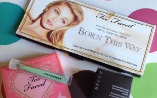 Too Faced Love Flush blush, Becca Ultimate Coverage Concealer, Tweezerman tweezers