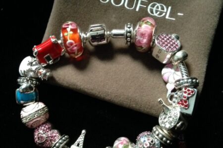 filled Soufeel charm bracelet on pouch