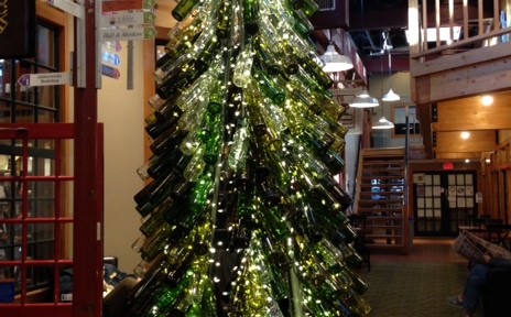 Christmas tree made from empty wine bottles neversaydiebeauty.com @redAllison