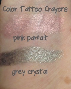 Maybelline Color Tattoo Concentrated Crayons Pink Parfait & Grey Crystal swatches neversaydiebeauty.com @redAllison