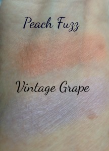Almay Softies eyeshadow single swatches, Peach Fuzz & Vintage Grape neversaydiebeauty.com @redAllison