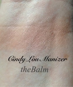 swatch of Cindy Lou Manizer from theBalm neversaydiebeauty.com @redAllison