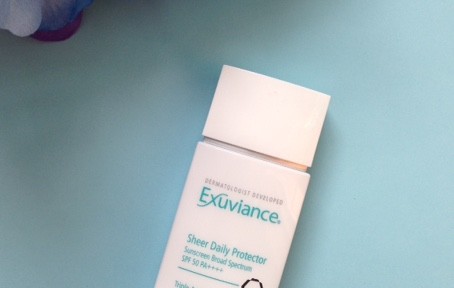 Exuviance Sheer Daily Protector SPF 50 sunscreen moisturizer neversaydiebeauty.com @redAllison