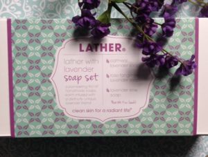 LATHER Lavender Soap Set box label closeup neversaydiebeauty.com