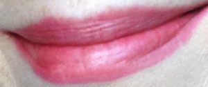 lip swatch of MojoSpa Strawberry Cream mineral lipstick neversaydiebeauty.com @redAllison