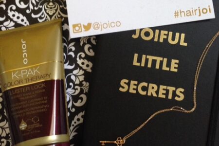 Joico K-Pak Color Therapy Luster-Lock Instant Shine & Repair Treatment and gifts: journal and gold key charm neversaydiebeauty.co @redAllison