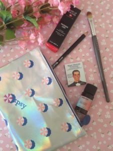 ipsy bag for July 2016, Hot Summer Nights, and the cosmetics that came in the bag neversaydiebeauty.com @redAllison