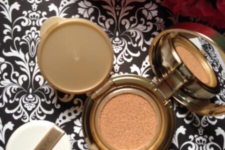 AMOREPACIFIC Age Correcting Foundation Cushion compact, open to show inside neversaydiebeauty.com