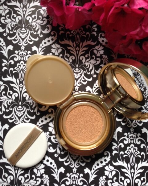 AMOREPACIFIC Age Correcting Foundation Cushion compact, open to show inside neversaydiebeauty.com