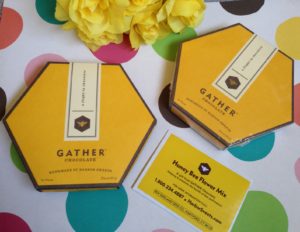 Harbor Sweet's Gather chocolates: two boxes along with a pack of wildflower seeds neversaydiebeauty.com