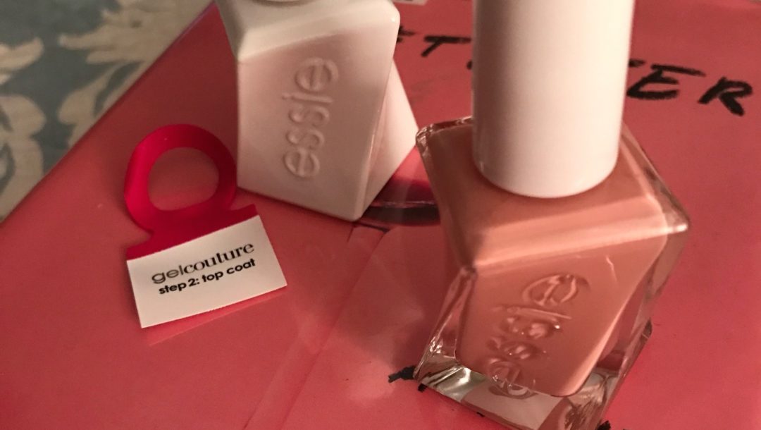Essie Gel Couture Nail Polish, shade Sew Me & clear topcoat neversaydiebeauty.com