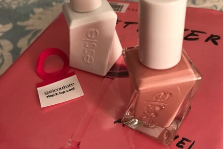 Essie Gel Couture Nail Polish, shade Sew Me & clear topcoat neversaydiebeauty.com