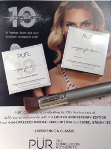 PUR Cosmetics 10th anniversary Pressed Powder Mineral Makeup Compacts & Chisel Brush neversaydiebeauty.com