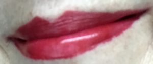 lips wearing Tarte Lip Sculptor Harlequin lipstick