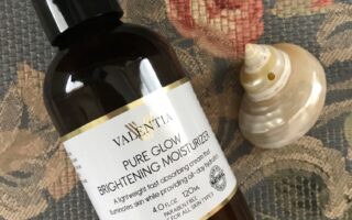 Valentia Pure Glow Brightening Moisturizer amber pump bottle, neversaydiebeauty.com