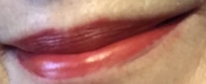 my lips wearing Besame 1946 red lipstick neversaydiebeauty.com