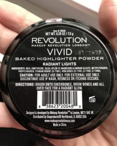 Makeup Revolution Highlighter label neversaydiebeauty.com