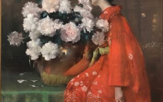 Woman with Chrysanthemums, painting by William Merritt Chase at MFA