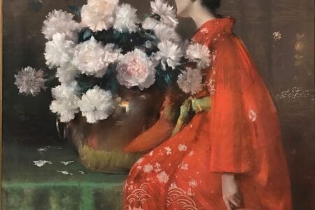 Woman with Chrysanthemums, painting by William Merritt Chase at MFA