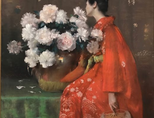 Woman with Chrysanthemums, painting by William Merritt Chase at MFA