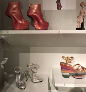 several pairs of contemporary women's sandals and boots, Peabody Essex Museum "Shoe" exhibit