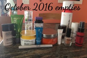 cosmetics I've emptied October 2016 neversaydiebeauty.com