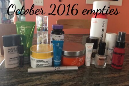 cosmetics I've emptied October 2016 neversaydiebeauty.com