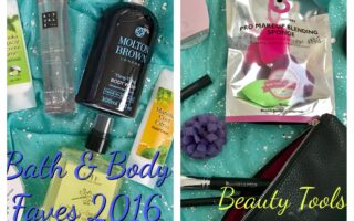 collage of my favorite bath & body and beauty tools for 2016, neversaydiebeauty.com