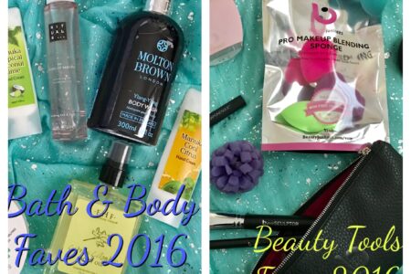 collage of my favorite bath & body and beauty tools for 2016, neversaydiebeauty.com