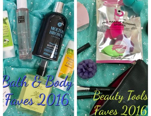 collage of my favorite bath & body and beauty tools for 2016, neversaydiebeauty.com