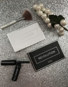 PUR Cosmetics Elevation Highlighter Palette & fan brush and Revolution Shadow Palette & Fully Charged Mascara, neversaydiebeauty.com