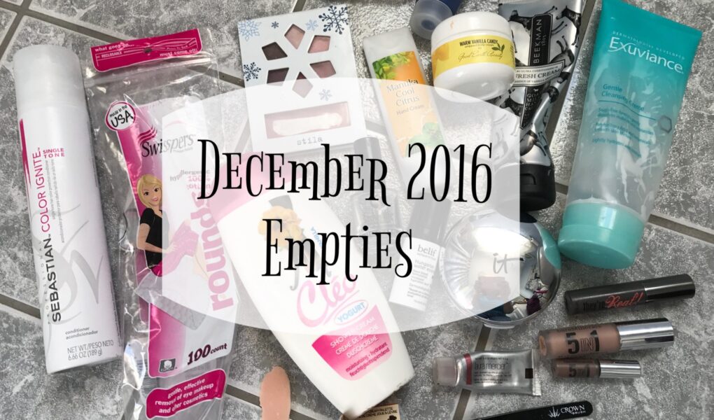 December 2016 empty beauty products, neversaydiebeauty.com