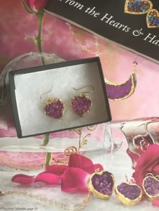 Joli's Drusy Heart Earrings from Uno Alla Volta catalogue, neversaydiebeauty.com