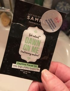 Dawn On Me Facial Oil sample packet, neversaydiebeauty.com