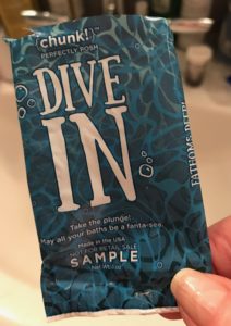 Perfectly Posh's Dive In Chunk bar soap sample packet, neversaydiebeauty.com
