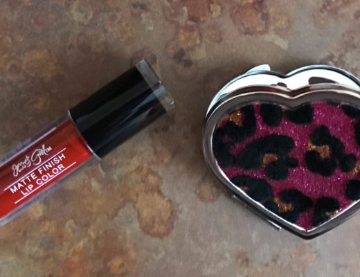 Jesse's Girl Matte Finish Lip Color, Sultry, and heart-shaped leopard print mirror, neversaydiebeauty.com