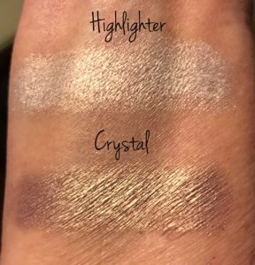 Taste Make Believe shadow palette Highlighter and Crystal swatches, neversaydiebeauty.com