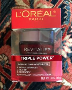 L'Oreal Revitalift Triple Power Deep Action Moisturizer outer packaging, neversaydiebeauty.com