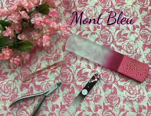Mont Bleu nail tools: nail file, foot file, nippers, and cuticle pusher, neversaydiebeauty.com