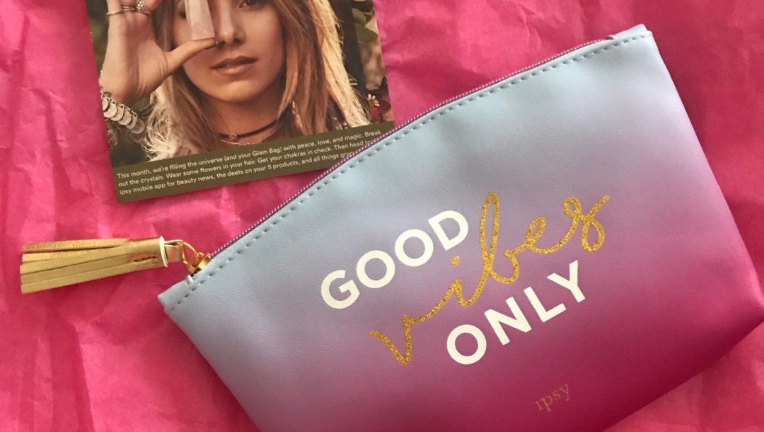 Ipsy Good Vibes Only bag for August 2017, neversaydiebeauty.com