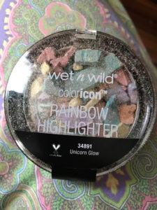smashed Wet N Wild Rainbow Highlighter in Unicorn Glow, neversaydiebeauty.com